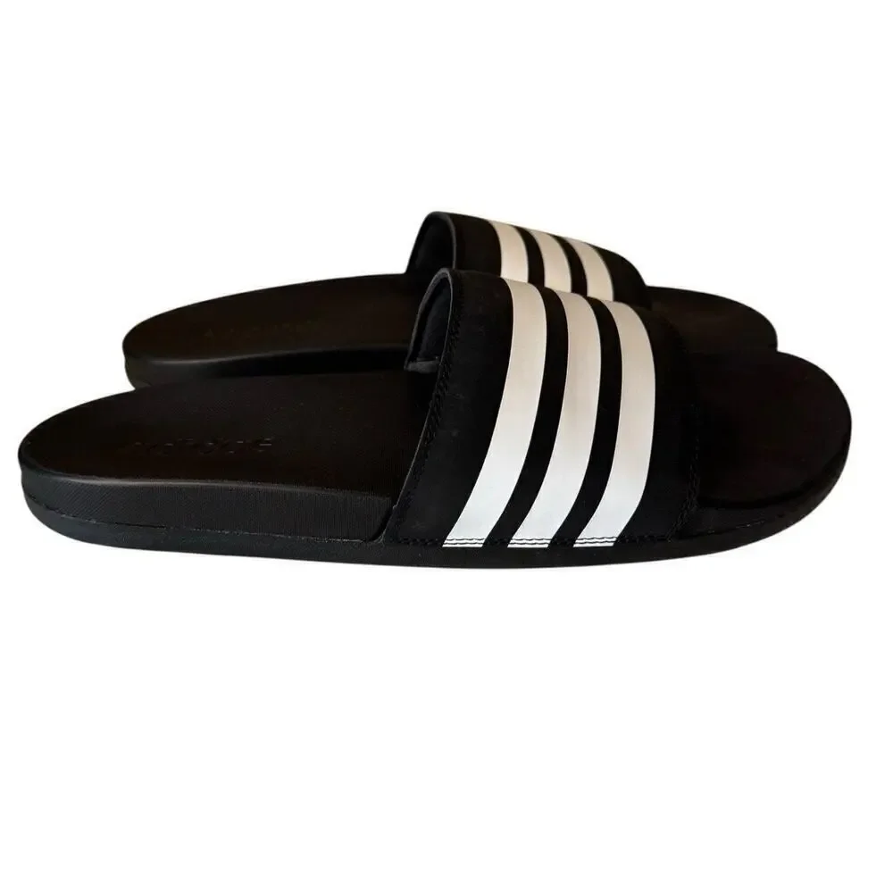 Adidas NEW Adilette Black & White Comfort Slides Sandals Men Size 12